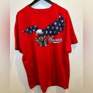 Bald Eagle Flag America Men’s T-Shirt Red XL